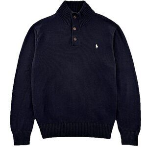 Polo Ralph Lauren 3 Button Mock Neck Sweater Men’s XL Black Cotton Pullover